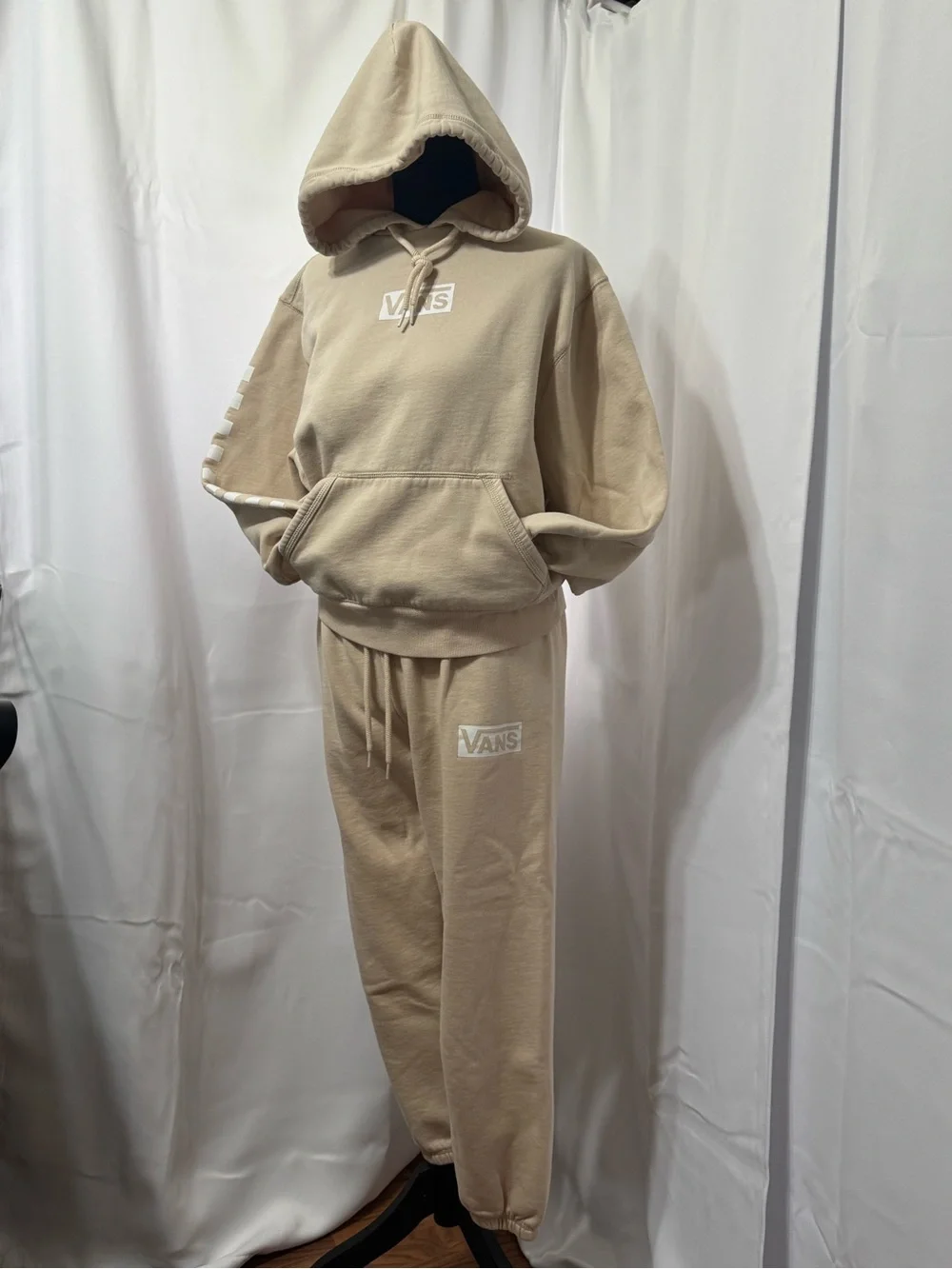 Vans Versa Tonal Checkerboard Hoodie Jogger Set Skater Sandcore Streetwear XS/S - Picture 1 of 14